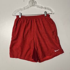 Nike Dri-Fit Red Vertical Striped Designed Activewear Shorts Men’s Size Medium